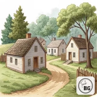 Watercolor picture support for the word Colony: a new town started by people from another country