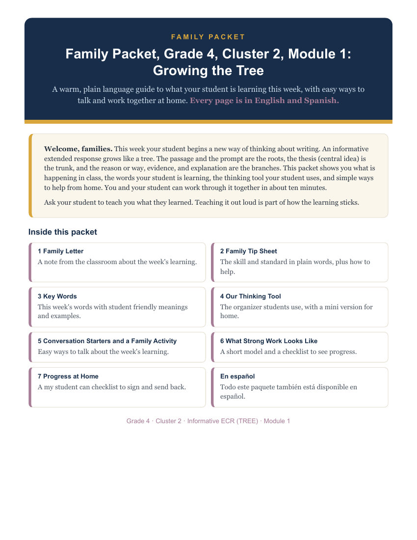 First page of the free sample Family Packet