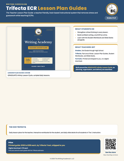 Trifecta ECR Lesson Plan Guides one-page flyer preview.