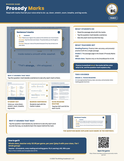 Prosody Marks one-page flyer preview.