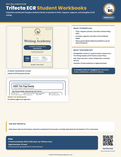 Trifecta ECR Student Workbooks one-page flyer preview.