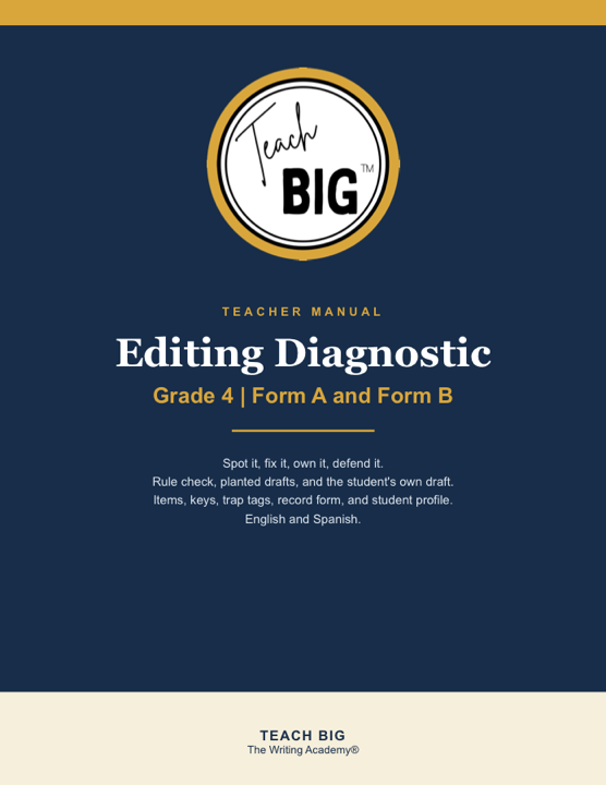 Cover of the Grade 4 Editing Diagnostic teacher manual, Form A and Form B.