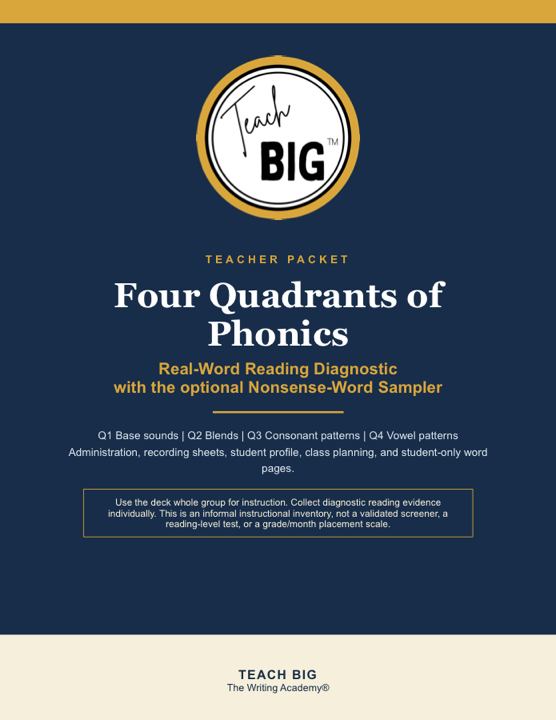 Cover of the Four Quadrants of Phonics real-word reading diagnostic teacher packet.